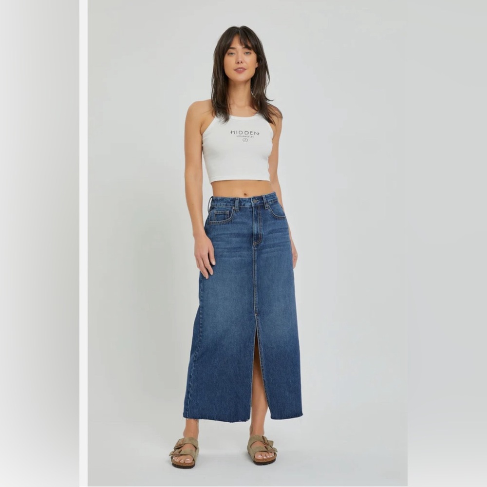 VICI hidden denim midi skirt size xs
